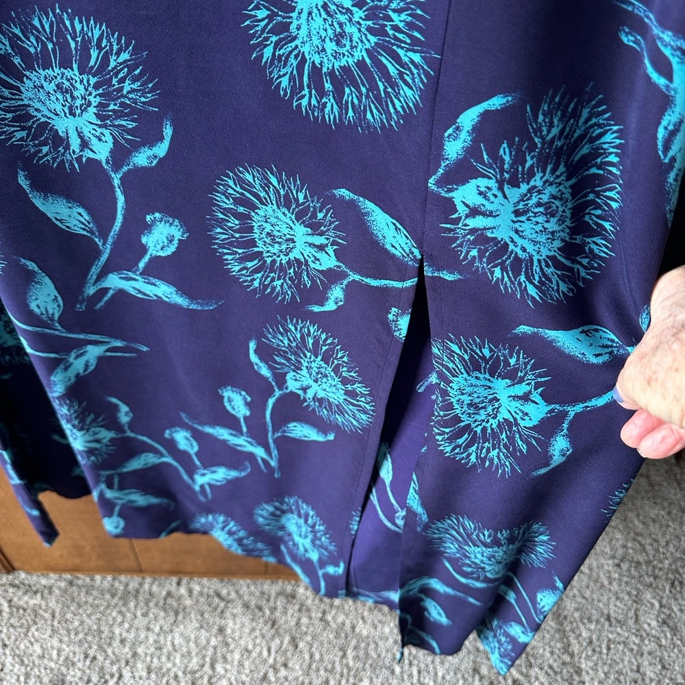 Plum with turquoise print 100% silk dress and plum silk short matching jacket